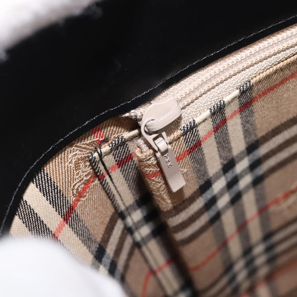 BURBERRY Shoulder Bag Leather Black Silver Auth 206789A