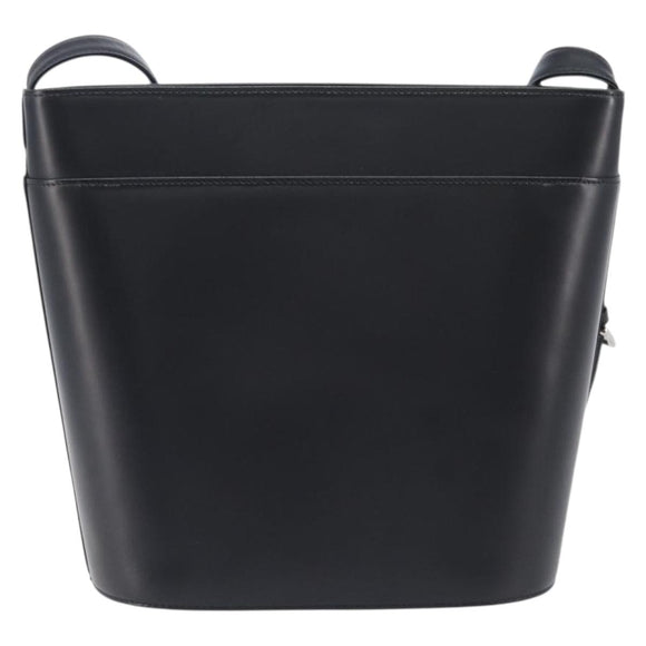 BURBERRY Shoulder Bag Leather Black Silver Auth 206789A