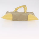 PRADA Hand Bag Canvas Beige Silver Auth 206790A-5