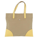 PRADA Hand Bag Canvas Beige Silver Auth 206790A-13