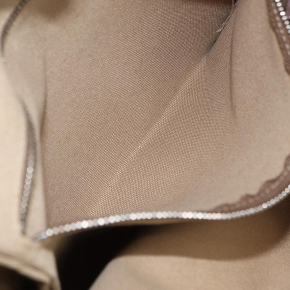 PRADA Hand Bag Canvas Beige Silver Auth 206790A