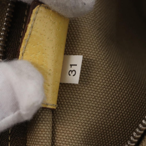 PRADA Hand Bag Canvas Beige Silver Auth 206790A