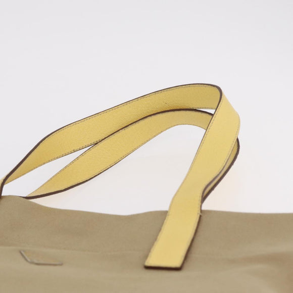 PRADA Hand Bag Canvas Beige Silver Auth 206790A