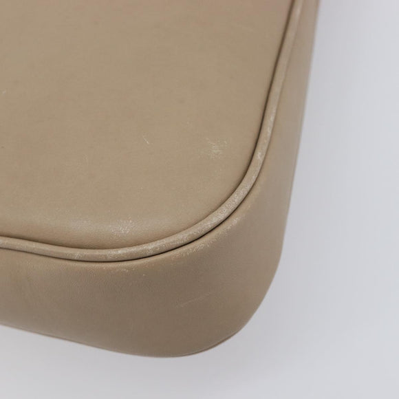 Salvatore Ferragamo Gancini Shoulder Bag Leather Beige Gold Auth 206791A