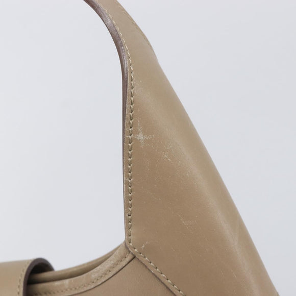 Salvatore Ferragamo Gancini Shoulder Bag Leather Beige Gold Auth 206791A