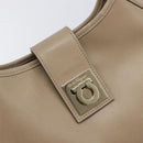 Salvatore Ferragamo Gancini Shoulder Bag Leather Beige Gold Auth 206791A-15