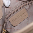 Salvatore Ferragamo Gancini Shoulder Bag Leather Beige Gold Auth 206791A-18