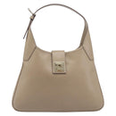 Salvatore Ferragamo Gancini Shoulder Bag Leather Beige Gold Auth 206791A-2