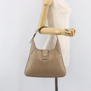 Salvatore Ferragamo Gancini Shoulder Bag Leather Beige Gold Auth 206791A-24