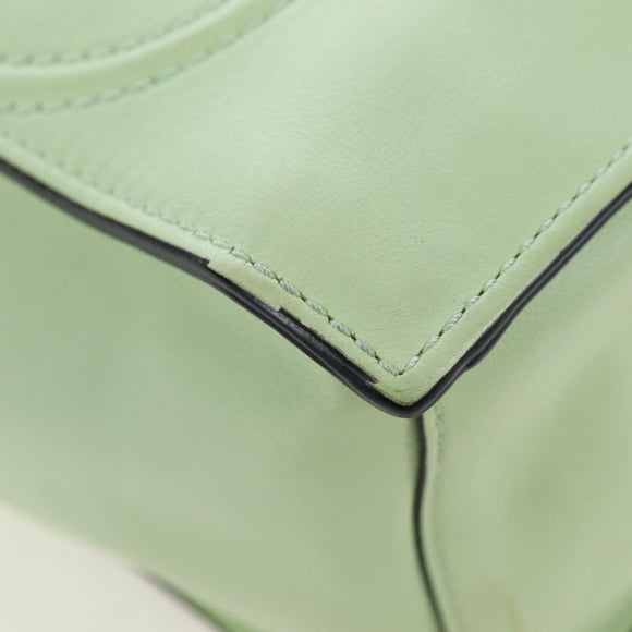 Valentino Hand Bag Leather 2way Green Gold Auth 206792A
