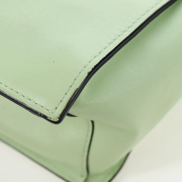 Valentino Hand Bag Leather 2way Green Gold Auth 206792A