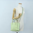 Valentino Hand Bag Leather 2way Green Gold Auth 206792A-27