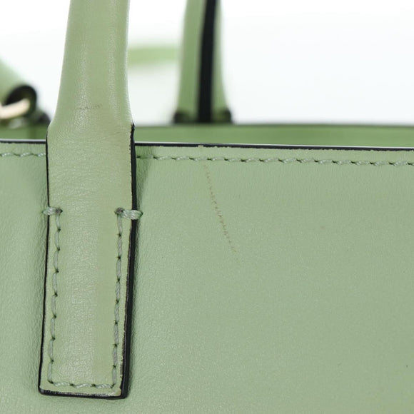 Valentino Hand Bag Leather 2way Green Gold Auth 206792A