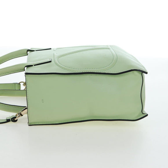 Valentino Hand Bag Leather 2way Green Gold Auth 206792A