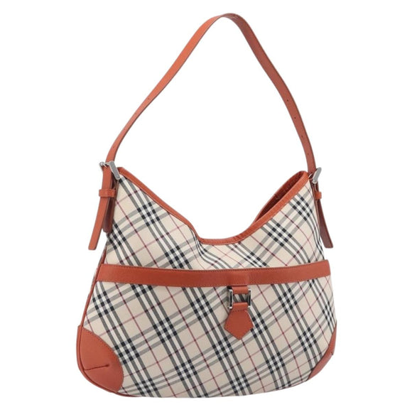 BURBERRY Nova Check Shoulder Bag Canvas Beige Silver Auth 206794V