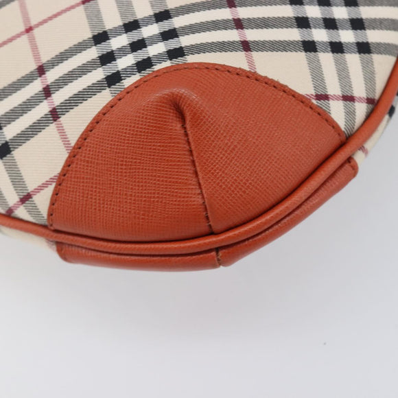 BURBERRY Nova Check Shoulder Bag Canvas Beige Silver Auth 206794V
