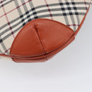 BURBERRY Nova Check Shoulder Bag Canvas Beige Silver Auth 206794V-16