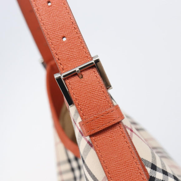 BURBERRY Nova Check Shoulder Bag Canvas Beige Silver Auth 206794V