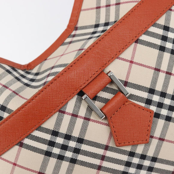 BURBERRY Nova Check Shoulder Bag Canvas Beige Silver Auth 206794V
