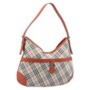BURBERRY Nova Check Shoulder Bag Canvas Beige Silver Auth 206794V-1