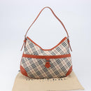 BURBERRY Nova Check Shoulder Bag Canvas Beige Silver Auth 206794V-12
