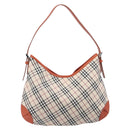 BURBERRY Nova Check Shoulder Bag Canvas Beige Silver Auth 206794V-2
