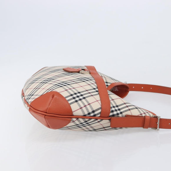 BURBERRY Nova Check Shoulder Bag Canvas Beige Silver Auth 206794V