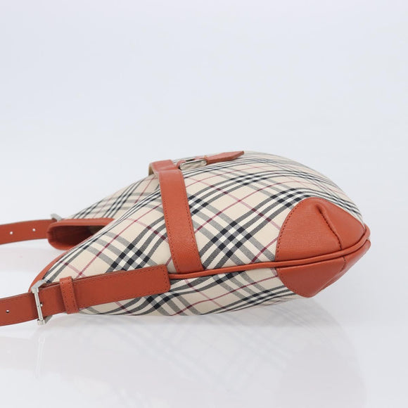 BURBERRY Nova Check Shoulder Bag Canvas Beige Silver Auth 206794V