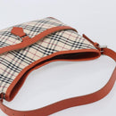 BURBERRY Nova Check Shoulder Bag Canvas Beige Silver Auth 206794V-6
