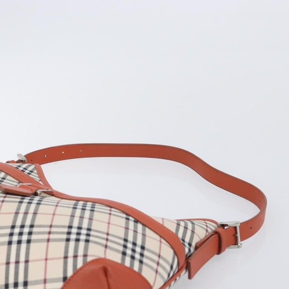 BURBERRY Nova Check Shoulder Bag Canvas Beige Silver Auth 206794V