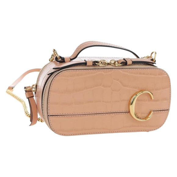 Chloe Chain Shoulder Bag Leather 2way Pink Gold Auth 206795M