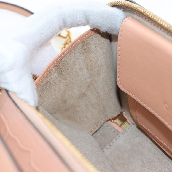 Chloe Chain Shoulder Bag Leather 2way Pink Gold Auth 206795M