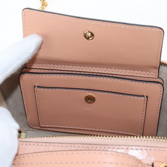 Chloe Chain Shoulder Bag Leather 2way Pink Gold Auth 206795M