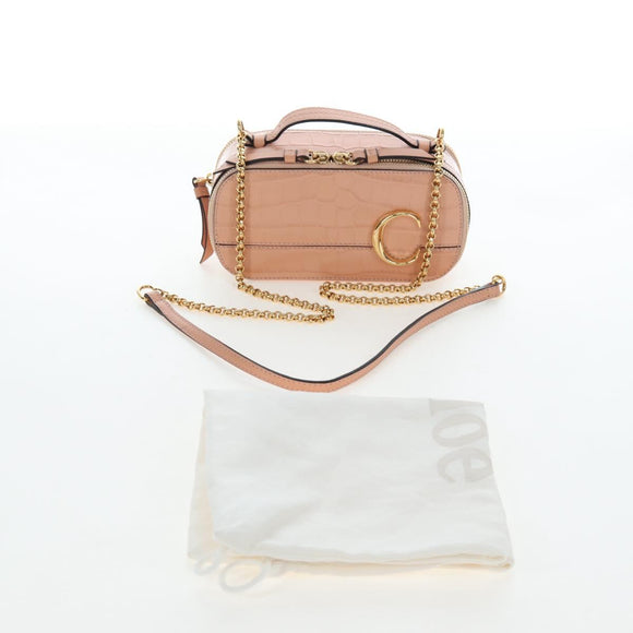Chloe Chain Shoulder Bag Leather 2way Pink Gold Auth 206795M