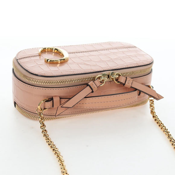 Chloe Chain Shoulder Bag Leather 2way Pink Gold Auth 206795M