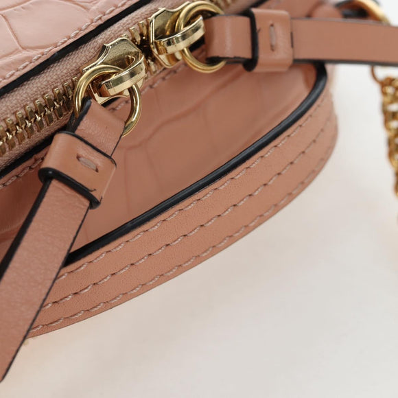 Chloe Chain Shoulder Bag Leather 2way Pink Gold Auth 206795M