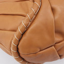CELINE Shoulder Bag Leather Brown Gold Auth 206796V-15