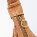 CELINE Shoulder Bag Leather Brown Gold Auth 206796V-20
