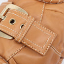 CELINE Shoulder Bag Leather Brown Gold Auth 206796V-22