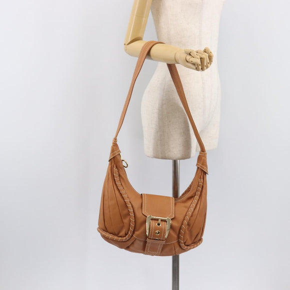 CELINE Shoulder Bag Leather Brown Gold Auth 206796V
