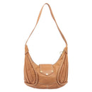 CELINE Shoulder Bag Leather Brown Gold Auth 206796V-2
