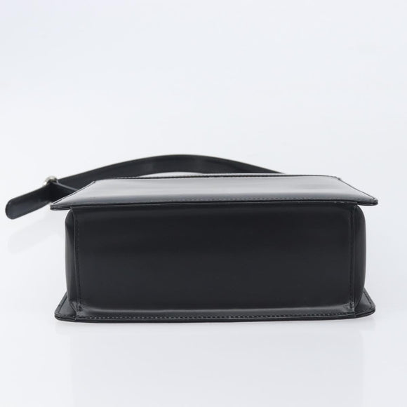 BURBERRY Shoulder Bag Leather Black Silver Auth 206797A