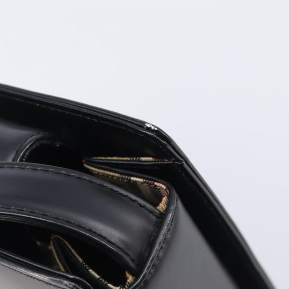 BURBERRY Shoulder Bag Leather Black Silver Auth 206797A