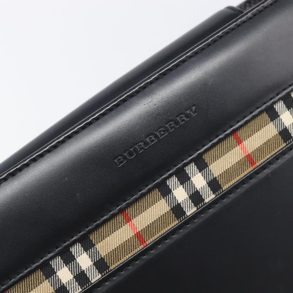 BURBERRY Shoulder Bag Leather Black Silver Auth 206797A