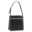 BURBERRY Shoulder Bag Leather Black Silver Auth 206797A-1