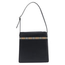 BURBERRY Shoulder Bag Leather Black Silver Auth 206797A-13