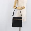 BURBERRY Shoulder Bag Leather Black Silver Auth 206797A-25