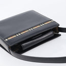 BURBERRY Shoulder Bag Leather Black Silver Auth 206797A-7
