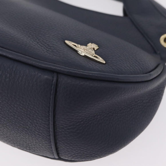 Vivienne Westwood Hand Bag Leather 2way Navy Gold Auth 206798A
