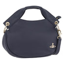 Vivienne Westwood Hand Bag Leather 2way Navy Gold Auth 206798A-1